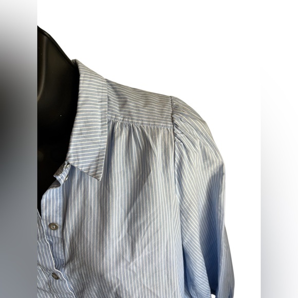 Anthropologie Sally Tunic shirt button down blue stripe Dress Size small prelove - Picture 10 of 12